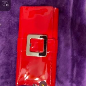 Vintage La Regale Red Patent Clutch with Silver Buckle
